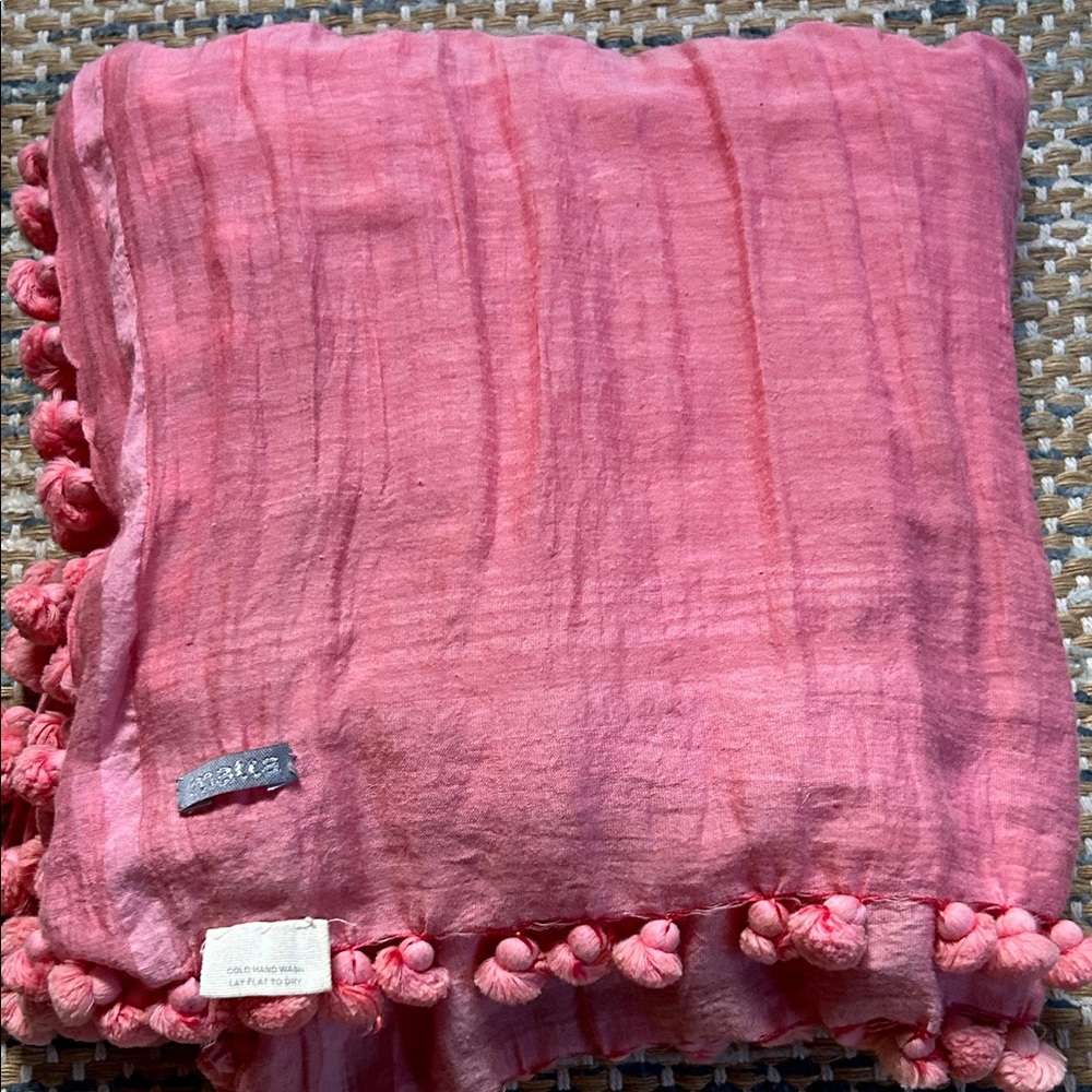 Matta Pink Scarf with Pom Poms